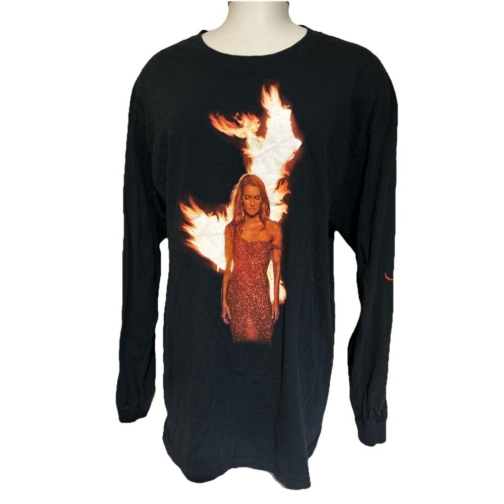 Celine Dion Size L Long Sleeve Concert Band Tee Black Courage World Tour 2019
